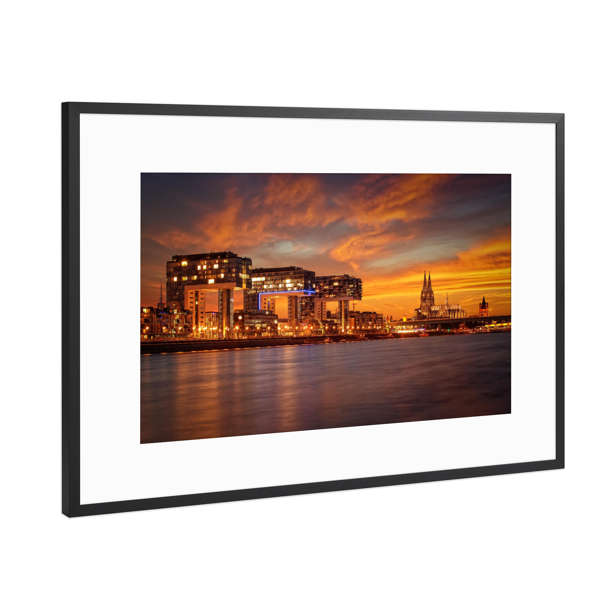 Poster mit Rahmen Schwarz (Metallic) "Köln bei Sonnenuntergang" artboxONE - Städte,Städte / Köln,Reise,Architektur