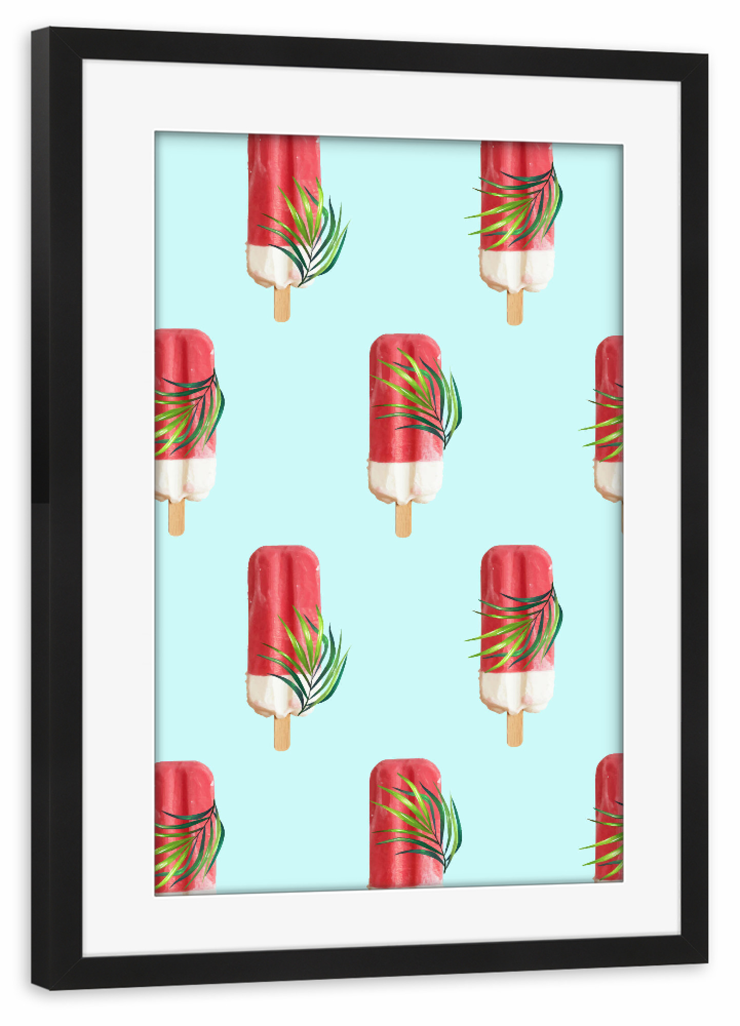 Poster mit Rahmen schwarz "Tropical Popsicles" artboxONE - Essen & Trinken