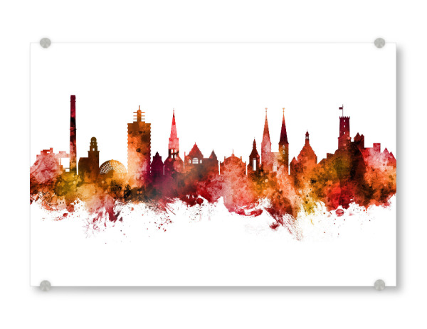 Acrylglasbild "Bielefeld Germany Skyline Red" artboxONE - Städte