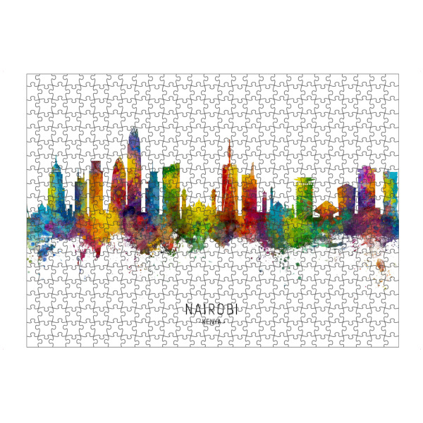 Puzzle Ravensburger "Nairobi Kenya Skyline txt" artboxONE - Städte