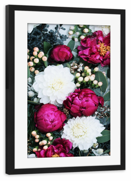 Poster mit Rahmen schwarz "Fuchsia Peony Artwork" artboxONE - Natur,Floral,Für Mama
