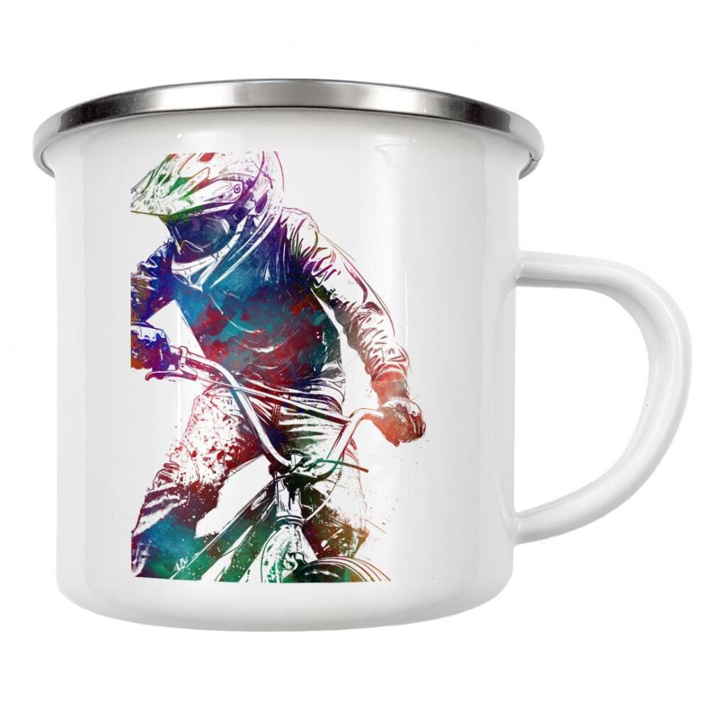 Emaille Tasse "BMX Biker Sport Art C" artboxONE - Sport / Motorsport,Sport - Bmx,Fahrrad,Radfahren,Fahrrad,Biker,Radfahrer,Grafik