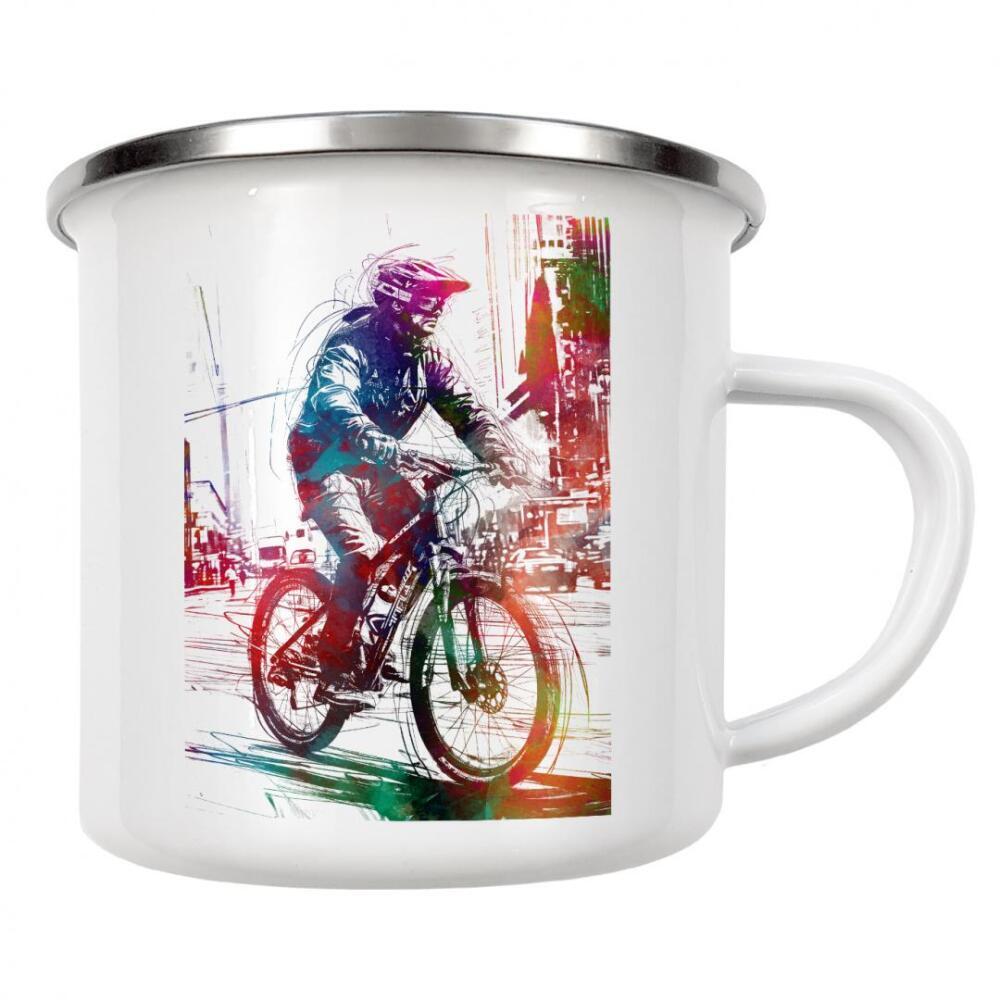Emaille Tasse "Citybike Sportart C" artboxONE - Sport,Sport / Sommerspiele - Fahrrad,Radfahren,Fahrrad,Biker,Radfahrer,Grafik