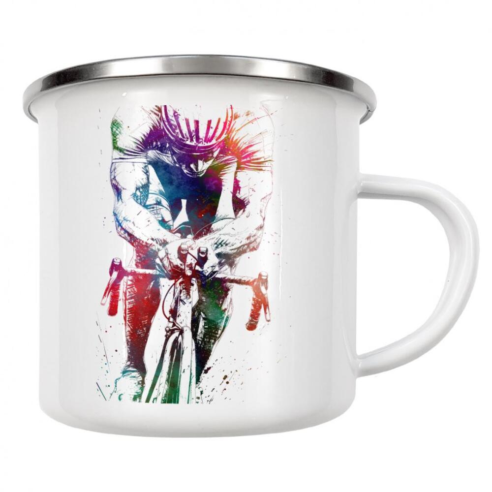 Emaille Tasse "Radsportkunst N" artboxONE - Sport,Sport / Motivation - Fahrrad,Radfahren,Fahrrad,Biker,Radfahrer,Grafik