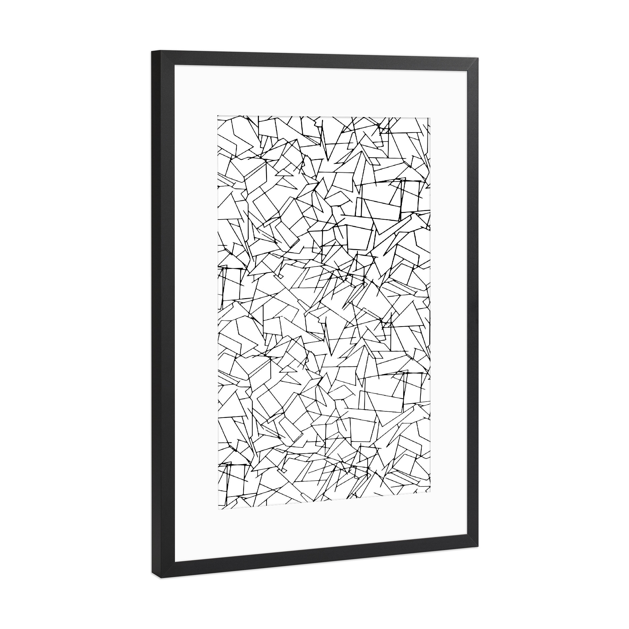 Poster mit Rahmen Schwarz (Metallic) "B & W Mess" artboxONE - Abstrakt,Schwarzweiß