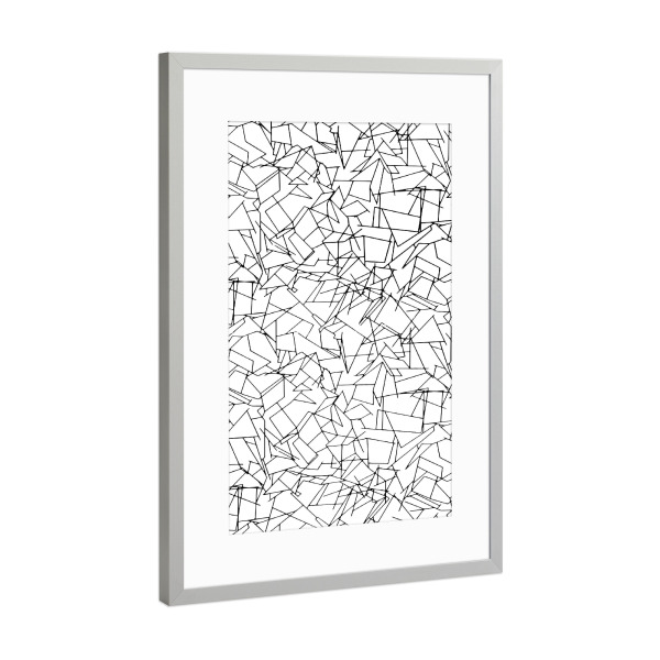 Poster mit Rahmen Silber "B & W Mess" artboxONE - Abstrakt,Schwarzweiß