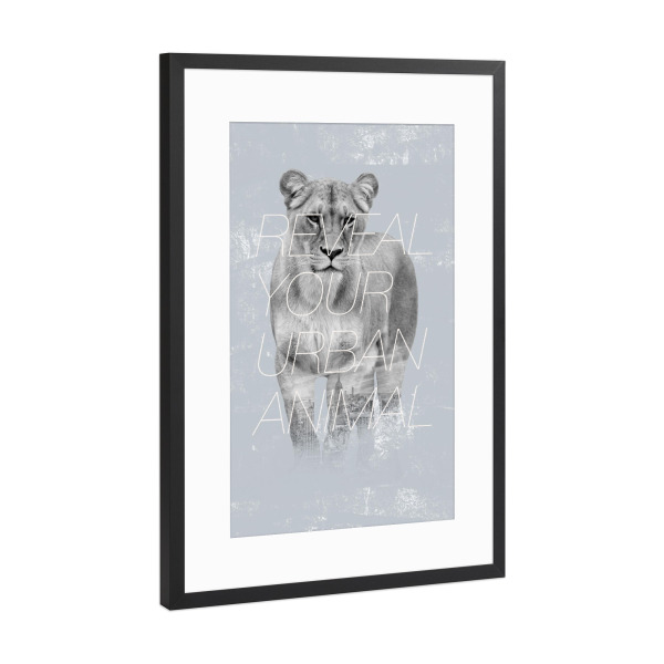 Poster mit Rahmen Schwarz (Metallic) "Urban Animal" artboxONE - Städte,Städte / New York,Typografie,Reise,Tiere
