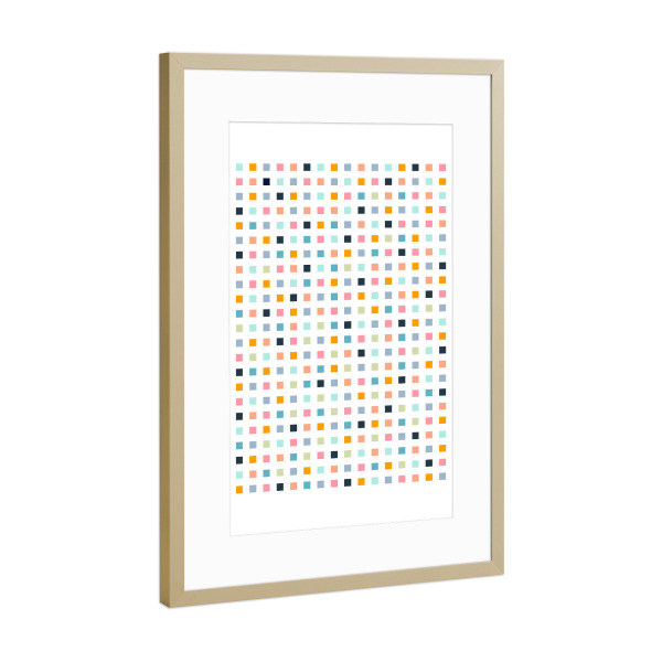 Poster mit Rahmen Gold "Rainbow Cube Pattern" artboxONE - Abstrakt,Geometrie