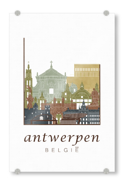 Acrylglasbild "Antwerp skyline light brown" artboxONE - Städte,Architektur