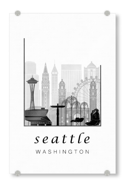 Acrylglasbild "Seattle skyline black & white" artboxONE - Städte,Schwarzweiß,Architektur