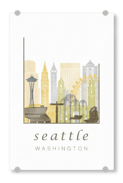 Acrylglasbild "Seattle skyline desert" artboxONE - Städte,Architektur