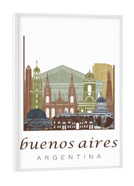Poster mit weißem Rahmen "Buenos Aires skyline light brown" artboxONE - Städte,Architektur