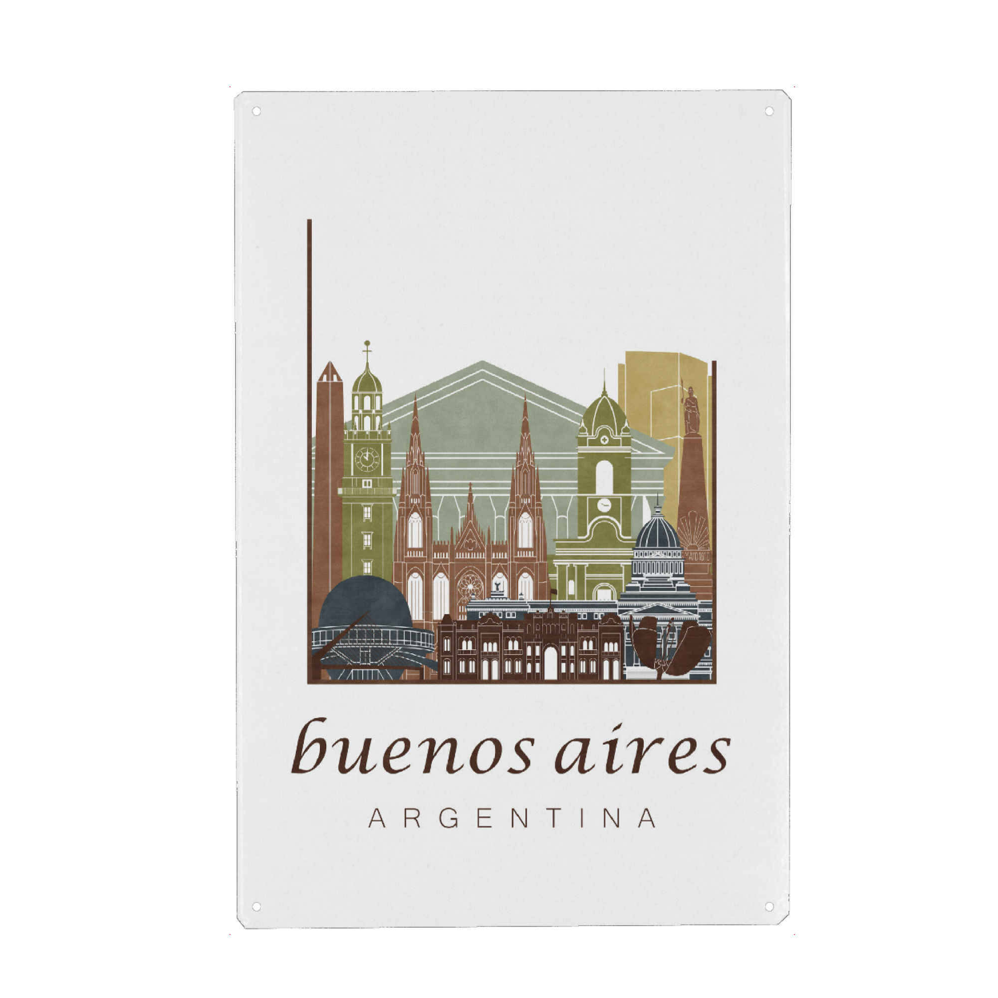 Metall Poster "Buenos Aires skyline light brown" artboxONE - Städte,Architektur