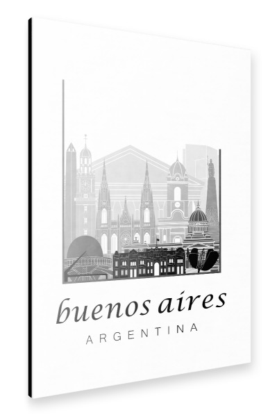 Alu-Dibond "Buenos Aires skyline black white" 30x20 cm artboxONE