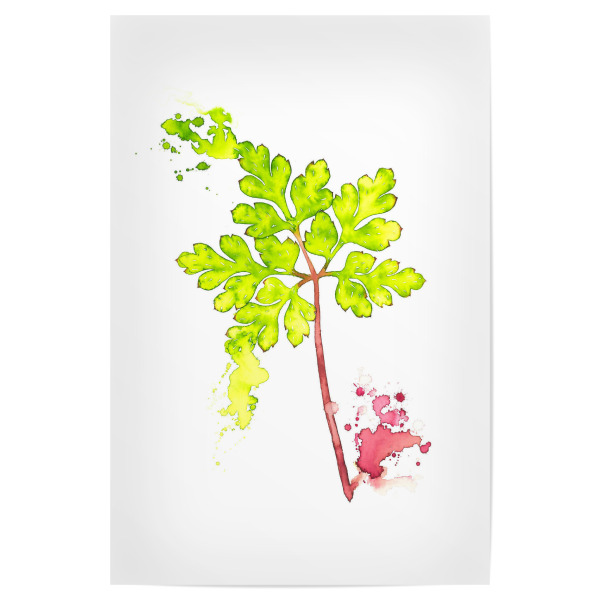 Poster 30x20 cm "Little Leaf" artboxONE - Natur - Blatt,Leaf,Green,Grün,Aquarell,Watercolor,Clean,Simpel,Minimalistisch,Minimalism