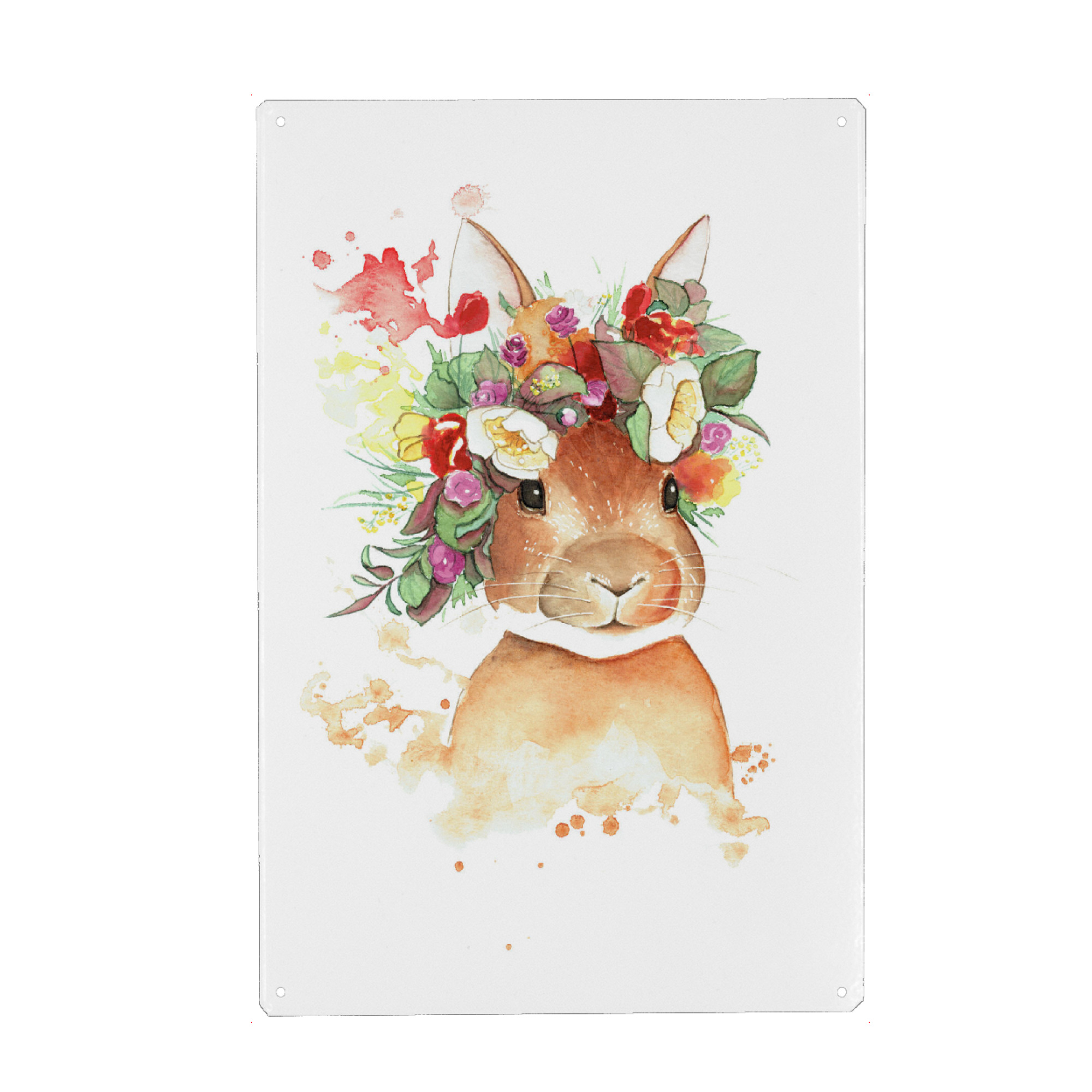 Metall Poster "Flower Rabbit" artboxONE - Floral,Tiere