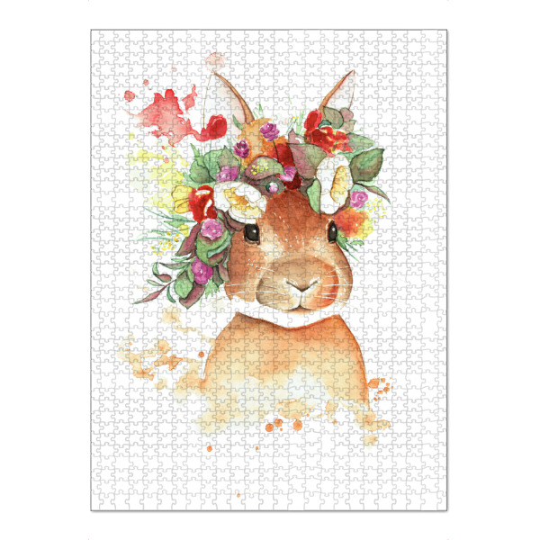 Puzzle Ravensburger "Flower Rabbit" artboxONE - Floral,Tiere