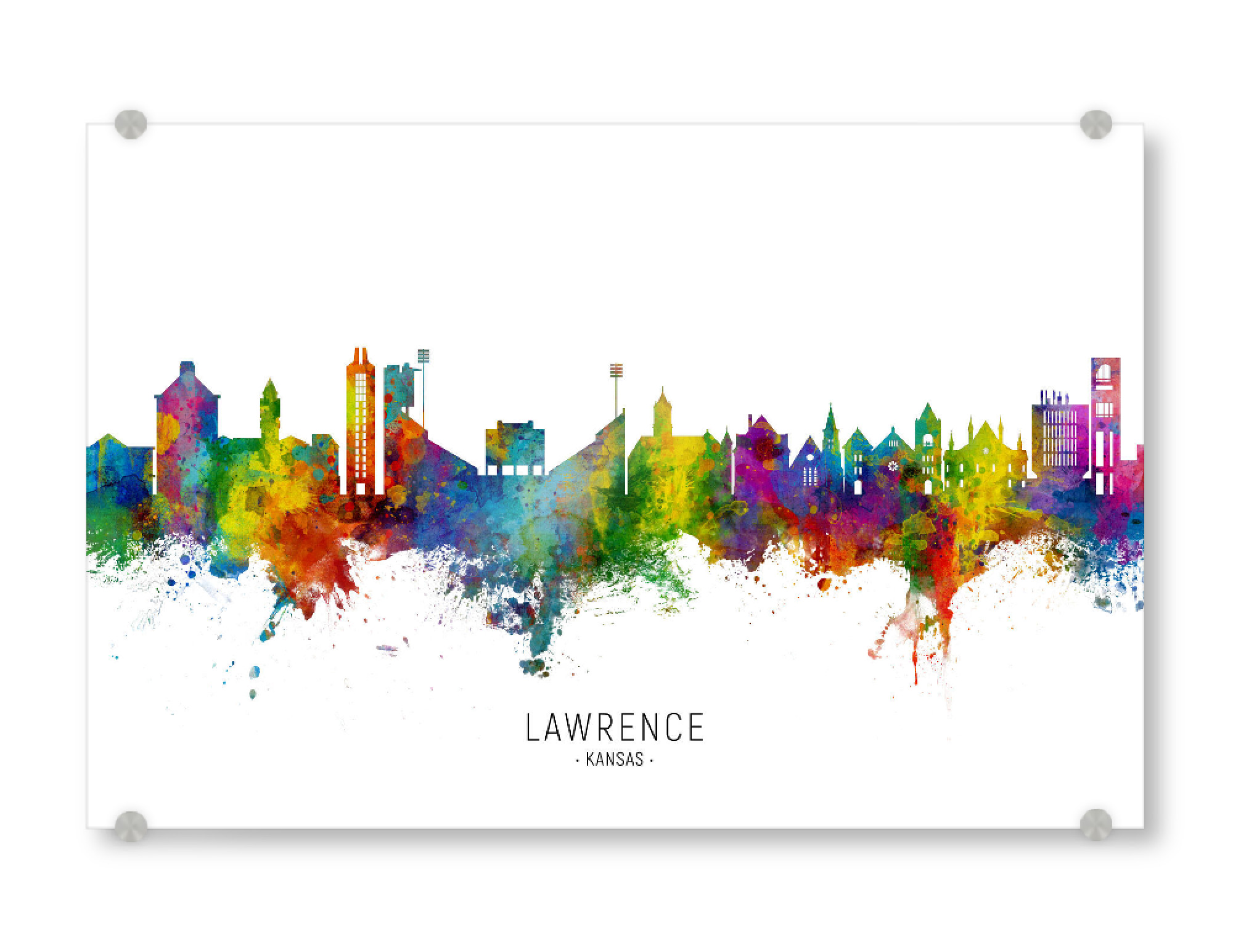 Acrylglasbild "Lawrence Kansas Skyline txt" artboxONE - Städte