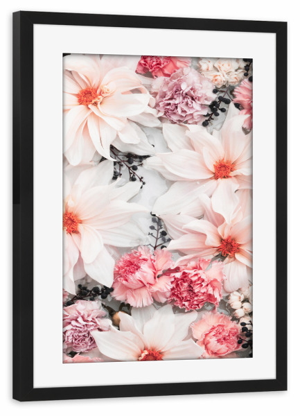 Poster mit Rahmen schwarz "Beautiful Pink Flowers Artwork" artboxONE - Natur,Floral,Für Mama