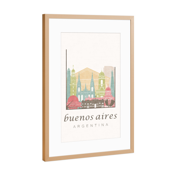 Poster mit Rahmen Kupfer "Buenos Aires skyline pastel" artboxONE - Städte,Architektur