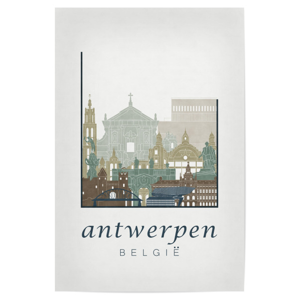 Poster "Antwerp skyline light blue" artboxONE - Städte,Architektur