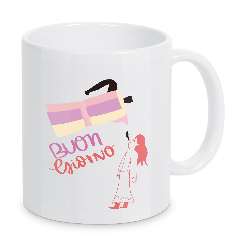 Tasse "Buongiorno" artboxONE - Essen & Trinken,Lustig - Buongiorno,Espresso,Kaffee,Lettering,Flatillustration,Spruch,Guten morgen,Morning quote