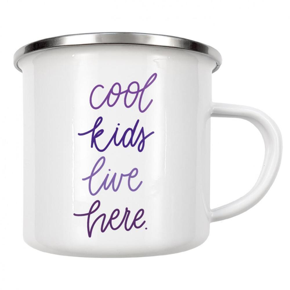 Emaille Tasse "Cool kids live here" artboxONE - Typografie,Für Kinder