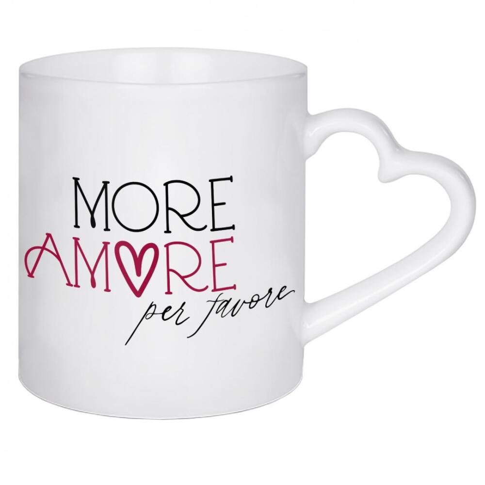 Herztasse "Lettering "more amore per favore" artboxONE - Typografie,Liebe