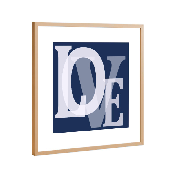 Poster mit Rahmen Kupfer "Text Of LOVE Deep Blue" artboxONE - Typografie,Liebe,Für Mama