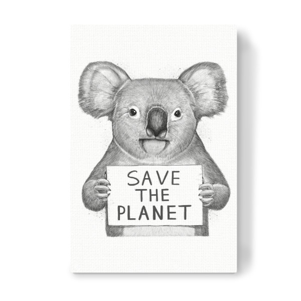 Leinwandbild "Koala save the planet" artboxONE - Natur,Tiere,Schwarzweiß