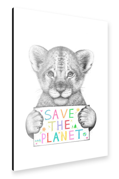 Alu-Dibond "Lion cub save the planet" 30x20 cm artboxONE