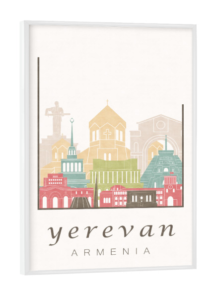 Poster mit weißem Rahmen "Yerevan skyline pastel" artboxONE - Städte,Architektur