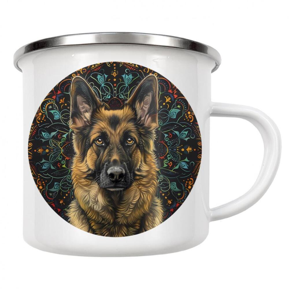 Emaille Tasse "Mandala - Deutscher Schäferhund" artboxONE - Natur,Tiere,Abstrakt