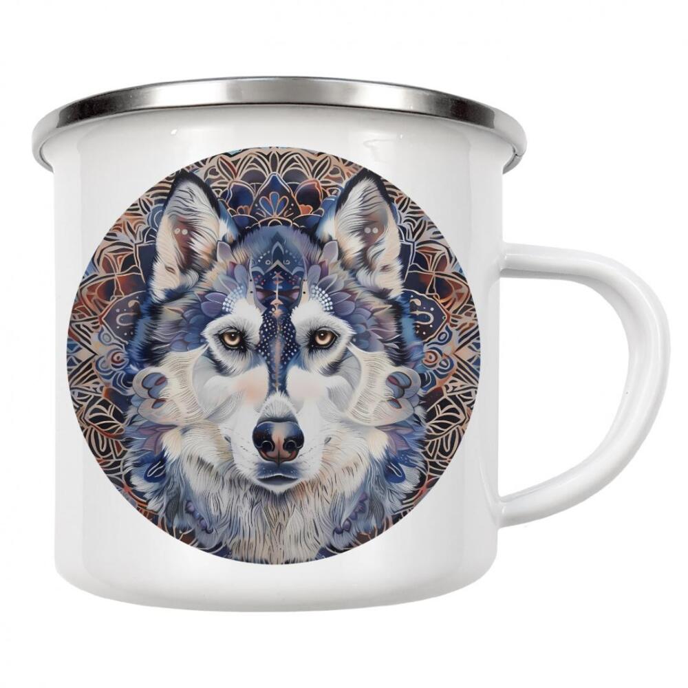 Emaille Tasse "Mandala - Husky Blue" artboxONE - Natur,Tiere,Abstrakt