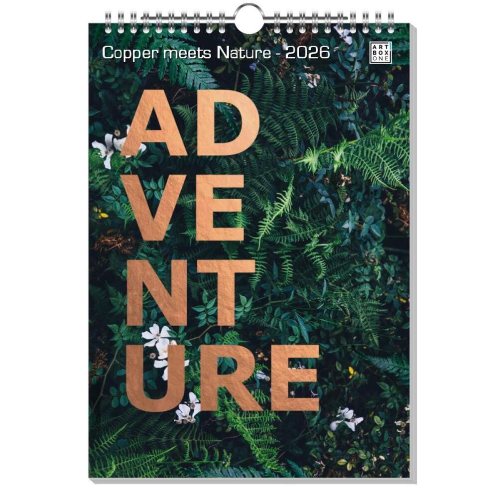 artboxONE Wandkalender A4 2026 Copper meets Nature Kupfer