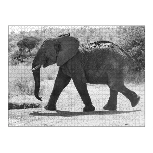 Puzzle Ravensburger "Jetzt aber schnell weg" artboxONE - Natur,Tiere,Schwarzweiß,Reise / Afrika