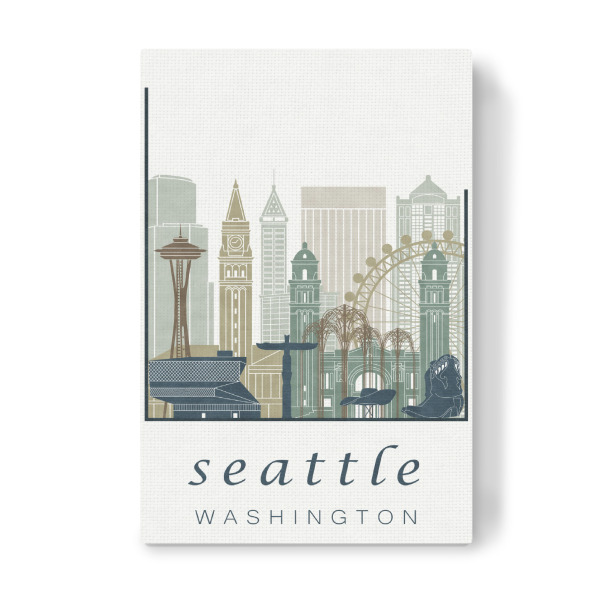 Leinwandbild "Seattle skyline light blue" artboxONE - Städte,Architektur