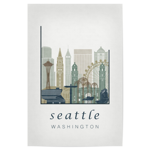 Poster 30x20 cm "Seattle skyline light blue" artboxONE - Städte,Architektur