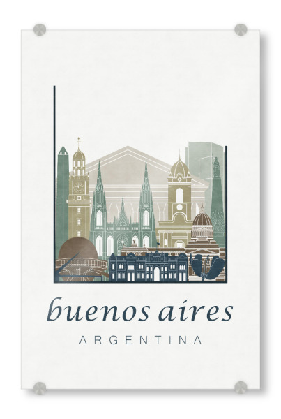 Acrylglasbild "Buenos Aires skyline light blue" artboxONE - Städte,Architektur