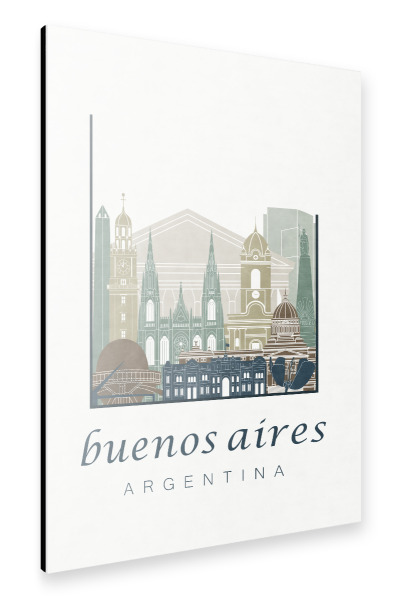 Alu-Dibond "Buenos Aires skyline light blue" 30x20 cm artboxONE
