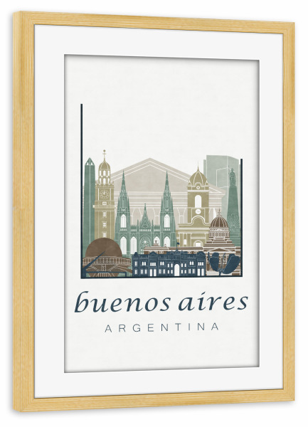 Poster mit Rahmen kiefer "Buenos Aires skyline light blue" artboxONE - Städte,Architektur