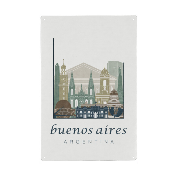 Metall Poster "Buenos Aires skyline light blue" artboxONE - Städte,Architektur