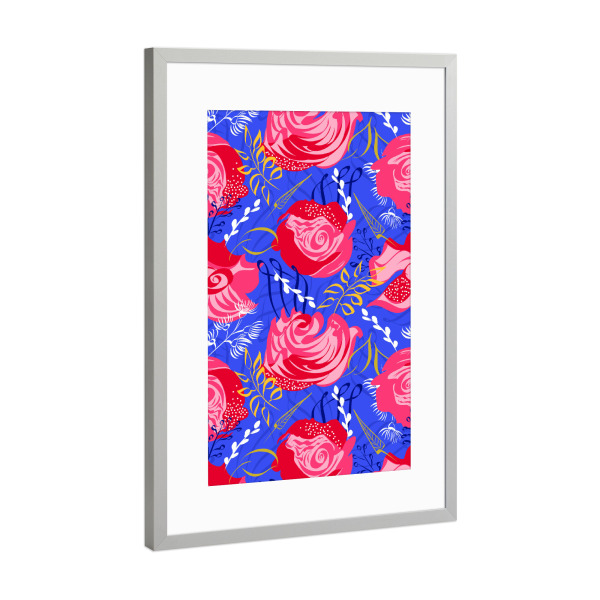 Poster mit Rahmen Silber "Marsala" artboxONE - Floral,Abstrakt
