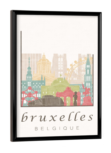 Poster mit schwarzem Rahmen "Brussels skyline pastel" artboxONE - Städte,Architektur