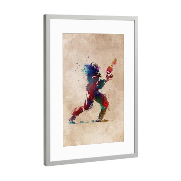 Poster mit Rahmen Silber "American football player art" artboxONE - Sport,Sport / Fußball