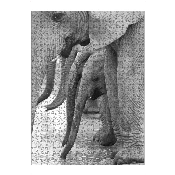 artboxONE Puzzle "Elefanten trinken" artboxONE - Natur,Tiere,Schwarzweiß,Reise / Afrika