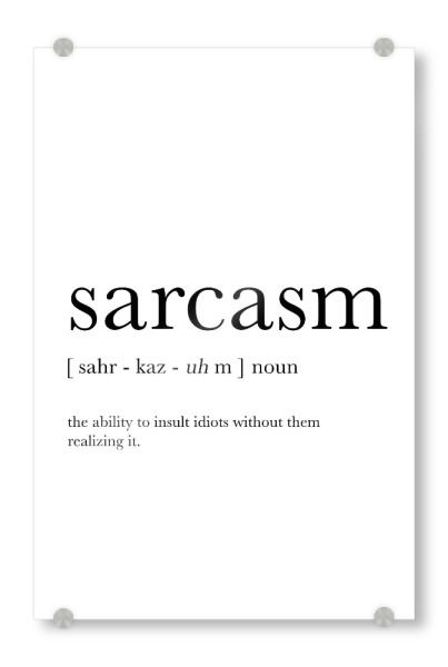 Acrylglasbild "Sarcasm Definition" artboxONE - Typografie,Schwarzweiß,Lustig