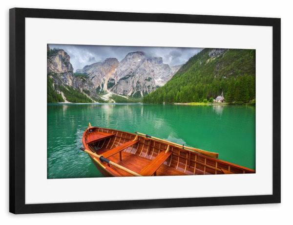 Poster mit Rahmen schwarz "Lago di Braies" artboxONE - Natur,Reise