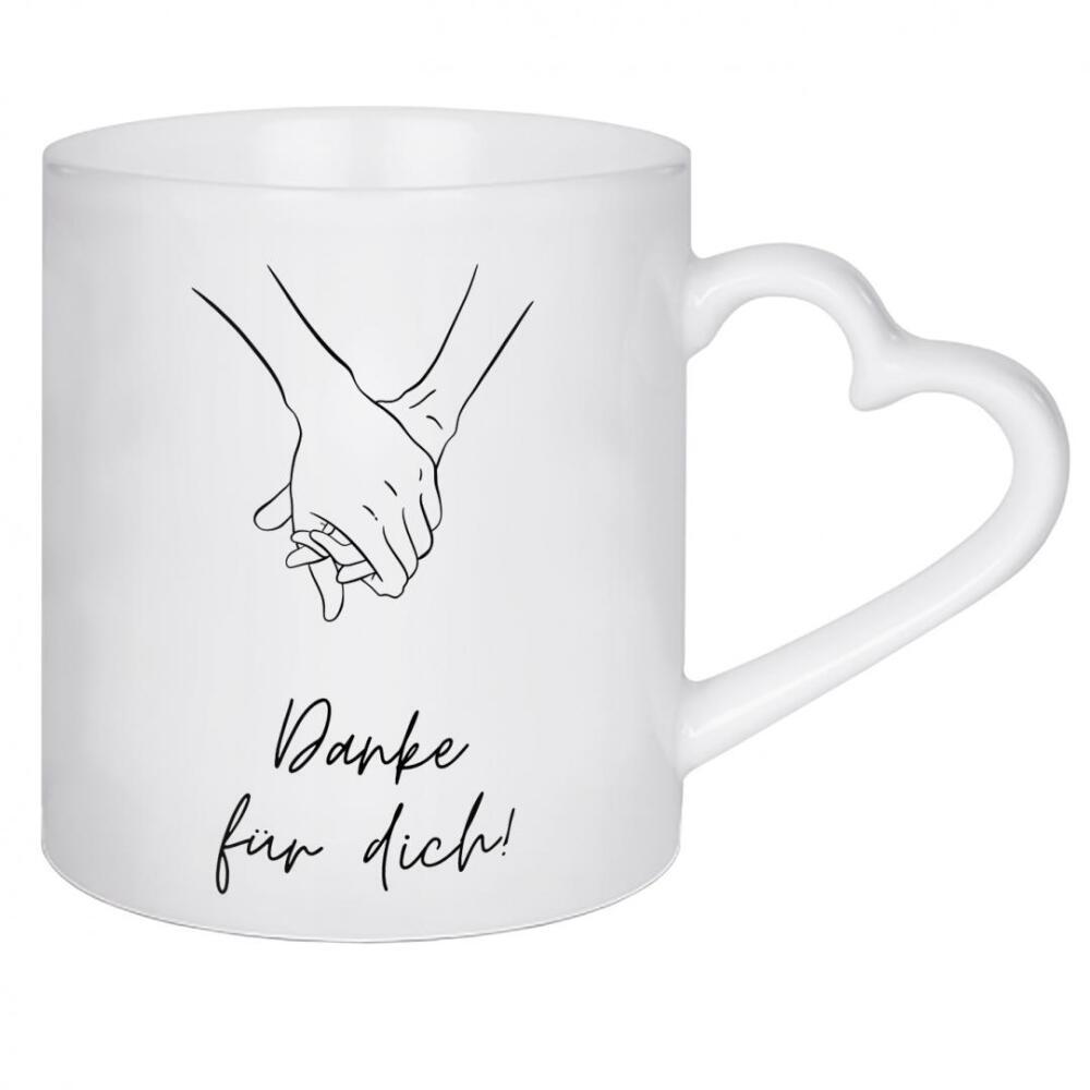 Herztasse "Danke für dich" artboxONE - Typografie,Liebe,Für Mama,Für Papa