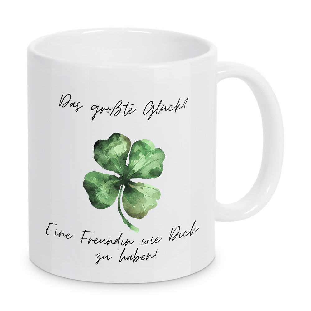 Tasse "Glück, Kleeblatt, Freundin" artboxONE - Typografie,Floral,Liebe